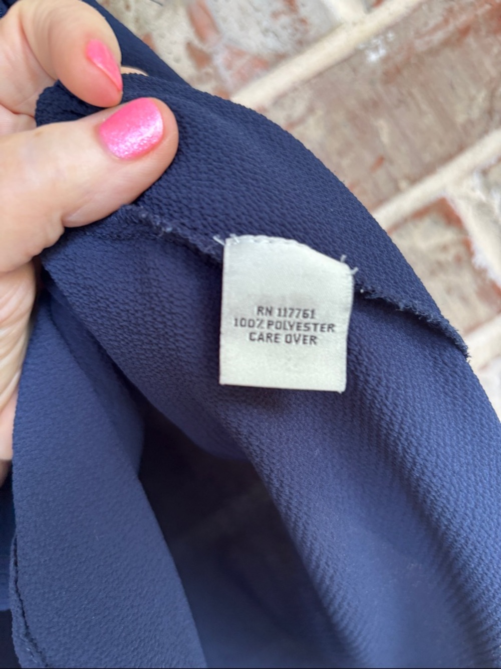 Short Sleeve V-Neck Zip Front Women's Top - Navy - Picture 3 of 5